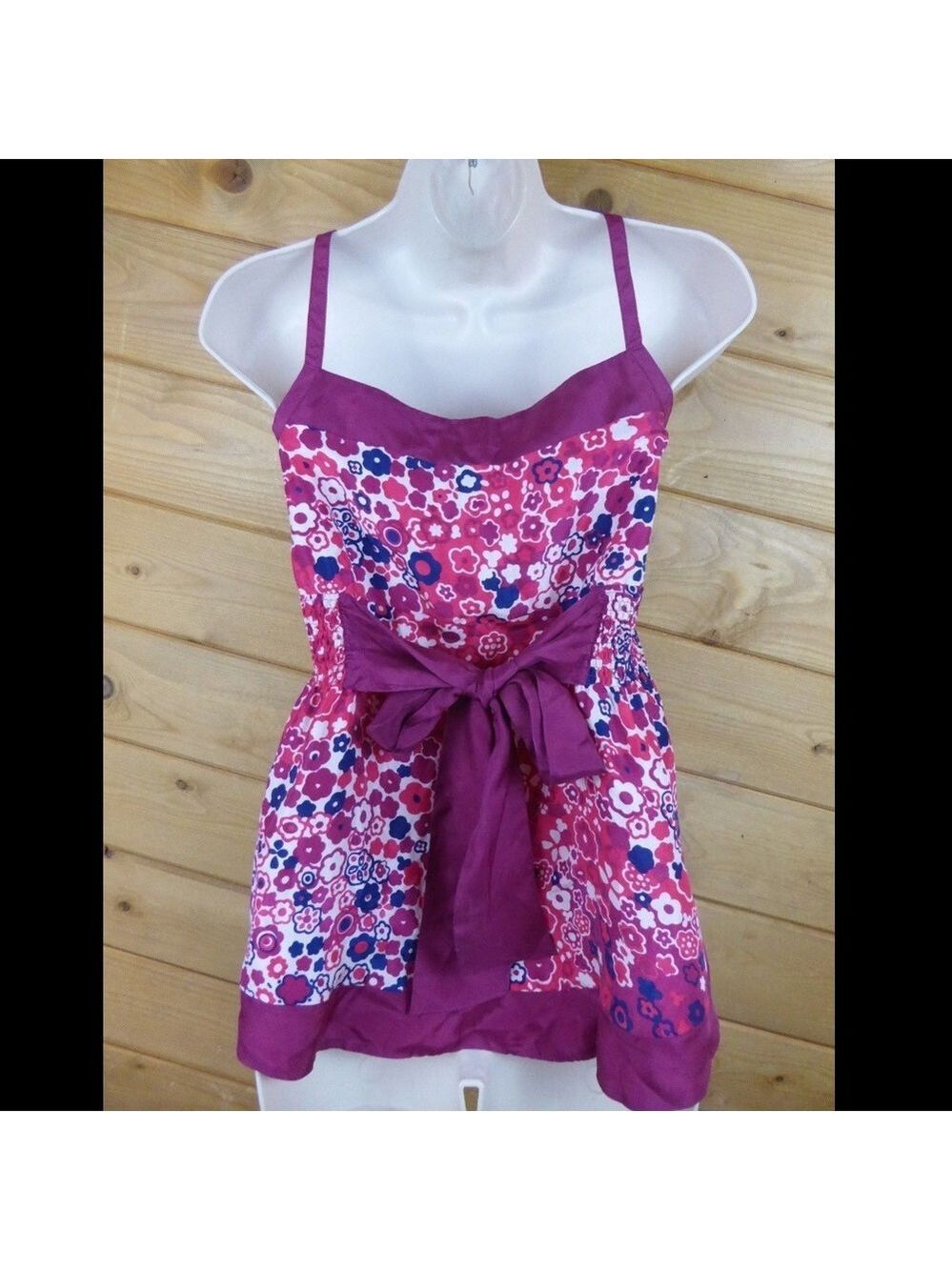 Odille Fuchsia Floral Silk Tunic Cami Ties Back 8 - Picture 6 of 10